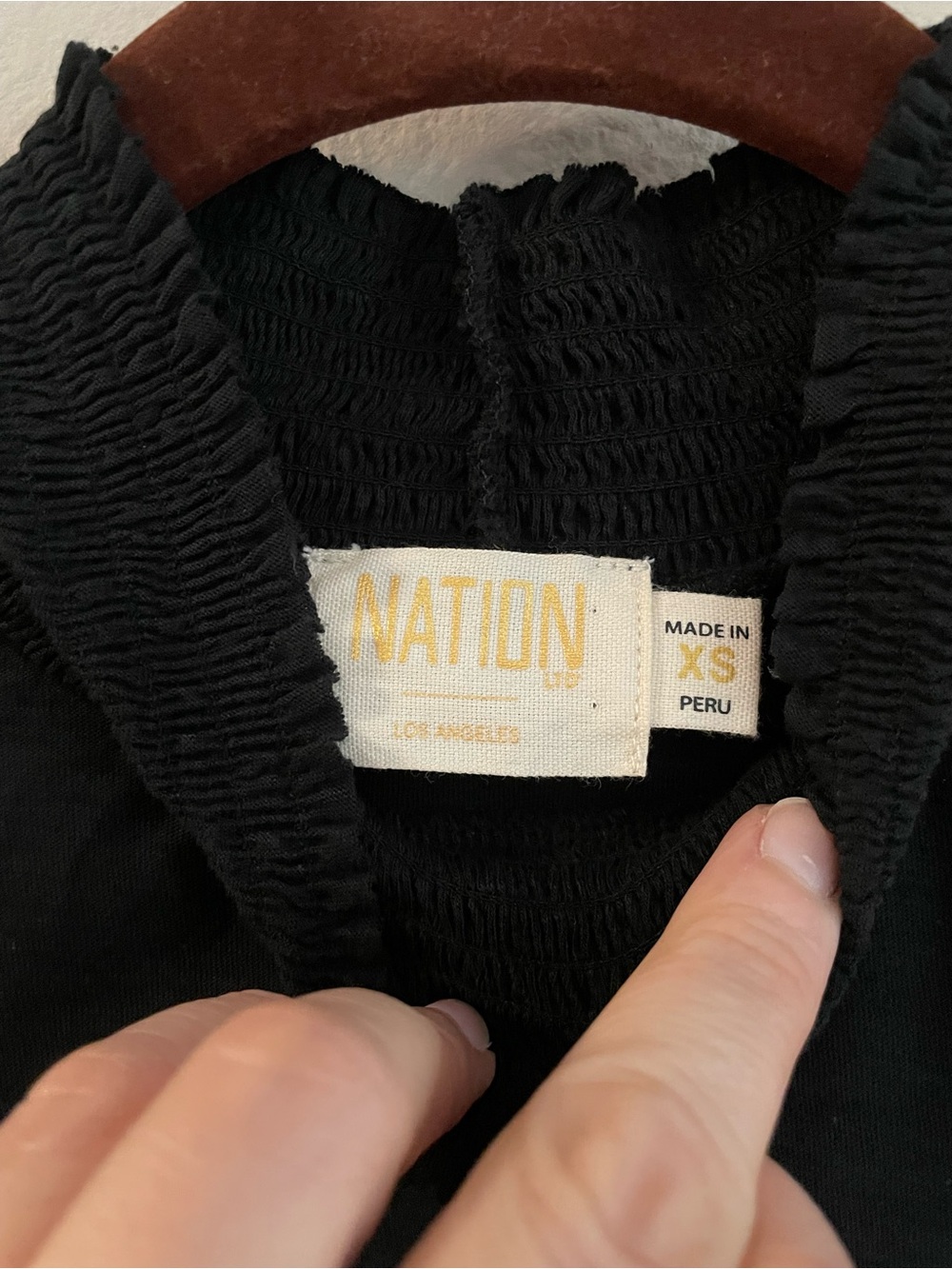 Nation LTD - Melanie Smocked Peasant Tee in Jet Black Size XS - Picture 3 of 7